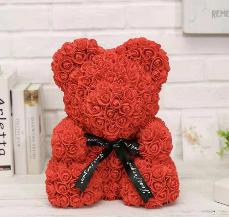 25cm Cute Flower Rose Bear Handmade 2023 Gift