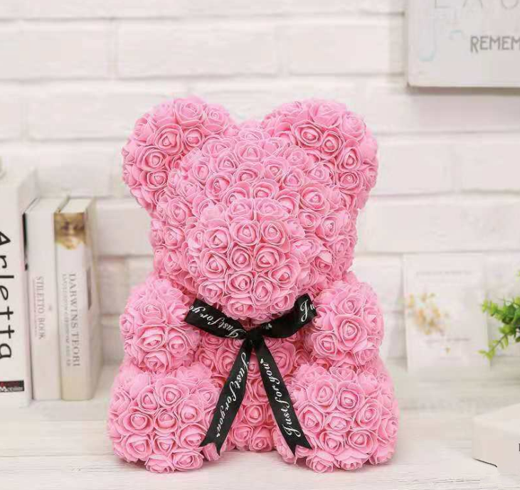 25cm Cute Flower Rose Bear Handmade 2023 Gift